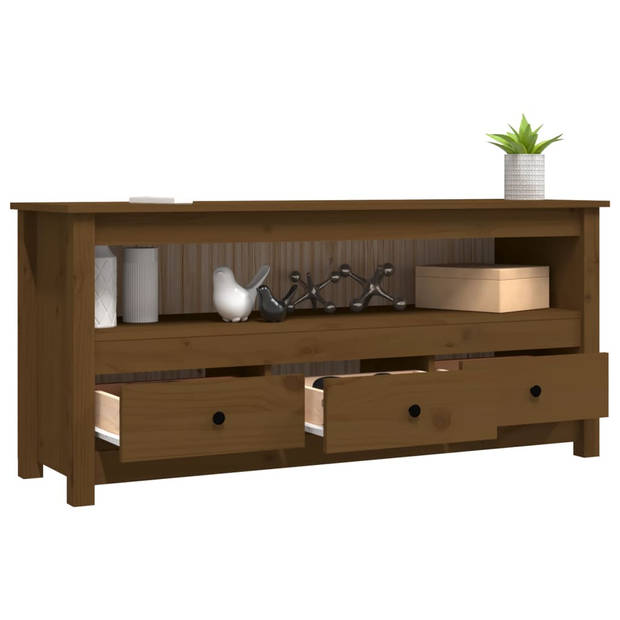 The Living Store Tv-meubel Landelijk Grenenhout 114x35x52 cm - Honingbruin