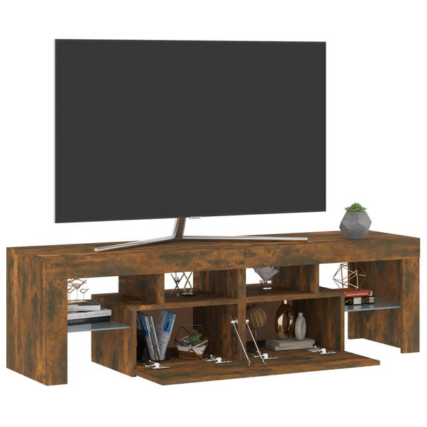 The Living Store TV-meubel met LED-verlichting - gerookt eiken - 140x36.5x40 cm (LxBxH)