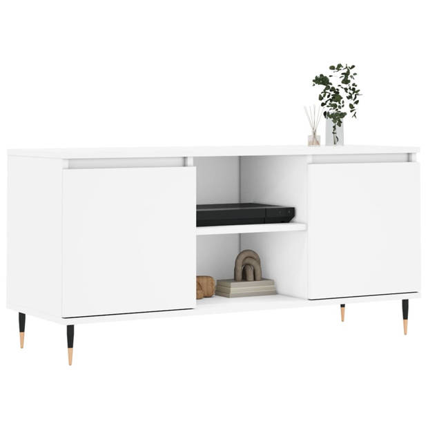 The Living Store TV-meubel - tv-kast - wit - 104 x 35 x 50 cm - veel opbergruimte