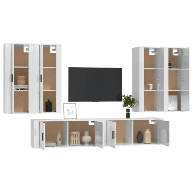 The Living Store Televisiekastenset - Klassieke - Tv-meubels - 40 x 34.5 x 100 cm - Hoogglans wit