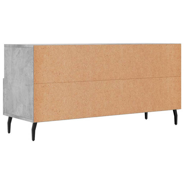 The Living Store Televisiekast Betongrijs - 102 x 36 x 50 cm - Trendy design - 3 vakken en 3 lades - Bewerkt hout en