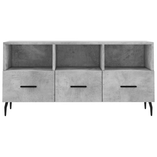 The Living Store Televisiekast Betongrijs - 102 x 36 x 50 cm - Trendy design - 3 vakken en 3 lades - Bewerkt hout en