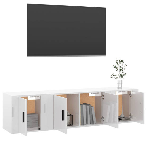 The Living Store Televisiekastenset Industrieel - 80 x 34.5 x 40 cm en 40 x 34.5 x 40 cm - Hoogglans wit