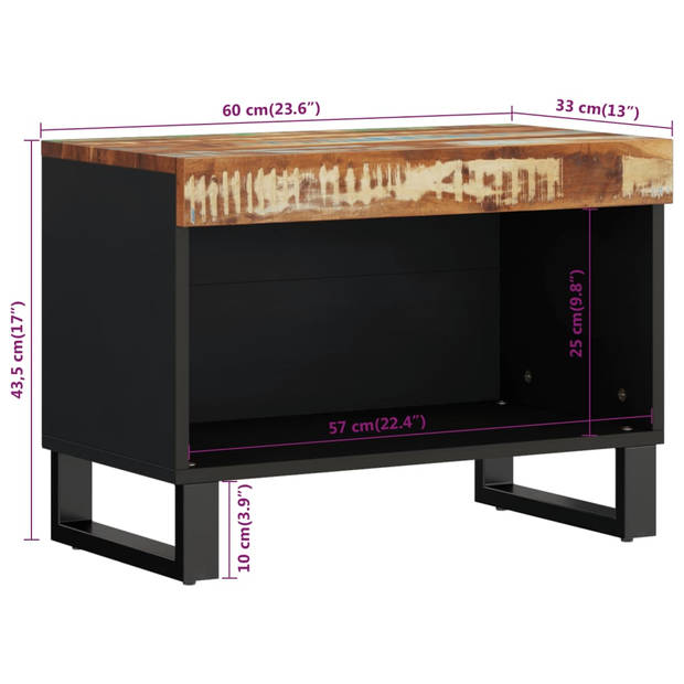 The Living Store Tv-meubel Massief Gerecycled Hout - 60x33x43.5 cm - Industriële Stijl