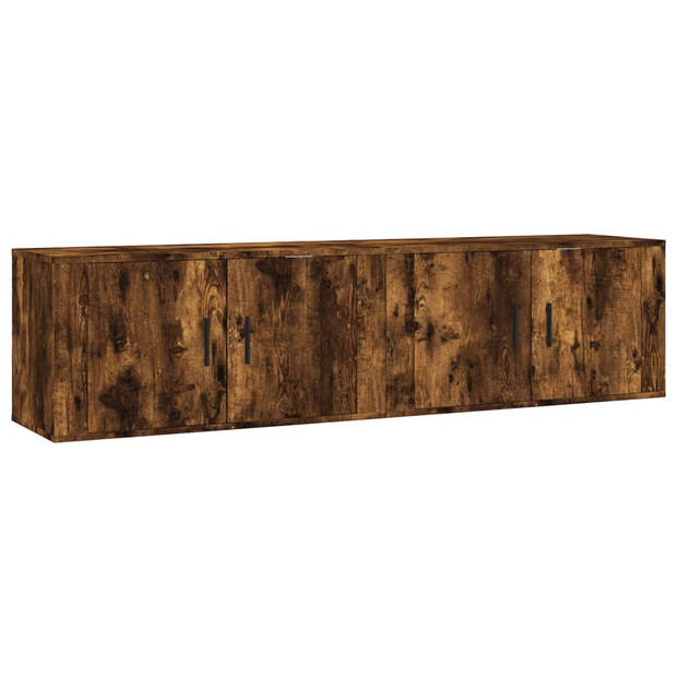 The Living Store TV-wandmeubel - Gerookt eiken - 80 x 34.5 x 40 cm - Duurzaam hout