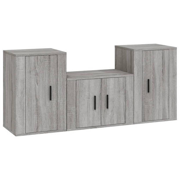 The Living Store Televisiekastenset - TV-meubel 57x34.5x40 cm - 2x TV-meubel 40x34.5x60 cm - Grijs Sonoma Eiken