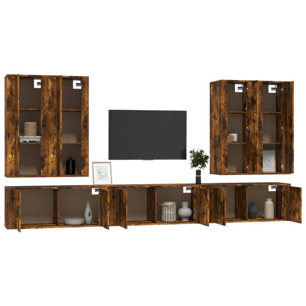 The Living Store Televisiekastenset Gerookt Eiken - 4x 40x34.5x100 cm + 3x 100x34.5x40 cm