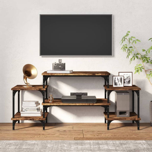 The Living Store Tv-meubel Gerookt Eiken - 117 x 35 x 52 cm - Duurzaam Hout en Staal