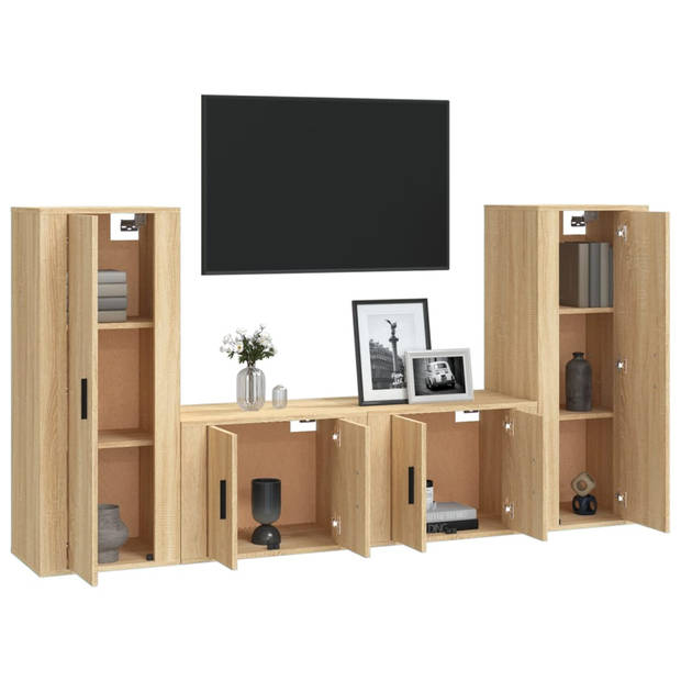 The Living Store Tv-kastenset - Sonoma eiken - 2x 40x34.5x100cm + 2x 57x34.5x40cm