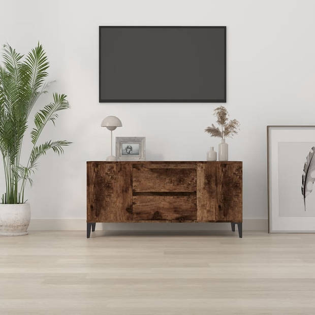 The Living Store TV-meubel Urban - Industrieel - 102 x 44.5 x 50 cm - Gerookt eiken