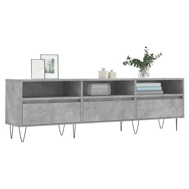 The Living Store Tv-meubel Betongrijs - 150 x 30 x 44.5 cm - Opbergruimte