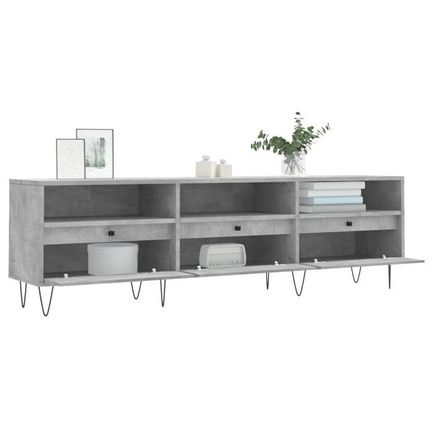 The Living Store Tv-meubel Betongrijs - 150 x 30 x 44.5 cm - Opbergruimte