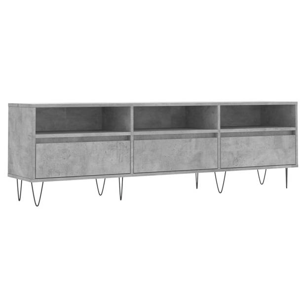 The Living Store Tv-meubel Betongrijs - 150 x 30 x 44.5 cm - Opbergruimte