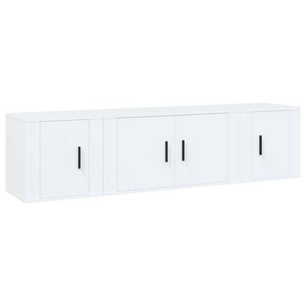 The Living Store Tv-meubelset - Klassiek - Wandgemonteerd - Wit - 80 x 34.5 x 40 cm - Inclusief handleiding