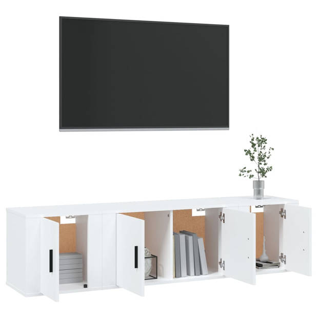 The Living Store Tv-meubelset - Klassiek - Wandgemonteerd - Wit - 80 x 34.5 x 40 cm - Inclusief handleiding