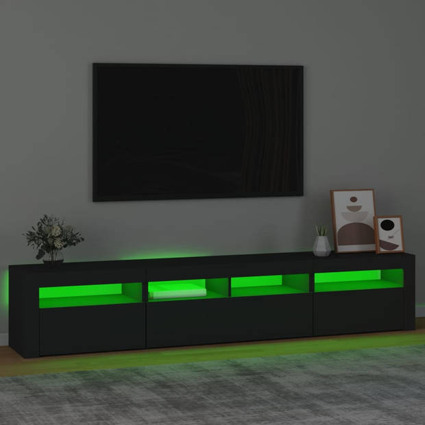 The Living Store TV-meubel LED-verlichting - 210 x 35 x 40 cm - zwart