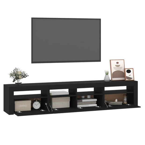 The Living Store TV-meubel LED-verlichting - 210 x 35 x 40 cm - zwart