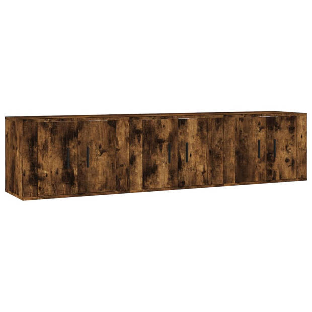 The Living Store TV wandmeubelset - wandgemonteerd - TV-kast van bewerkt hout - 57x34.5x40 cm - gerookt eiken