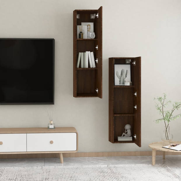 The Living Store TV-wandmeubel - Televisiewandmeubelen - Bruineiken - 30.5x30x110cm - Duurzaam hout