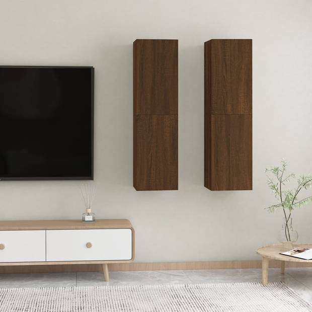 The Living Store TV-wandmeubel - Televisiewandmeubelen - Bruineiken - 30.5x30x110cm - Duurzaam hout