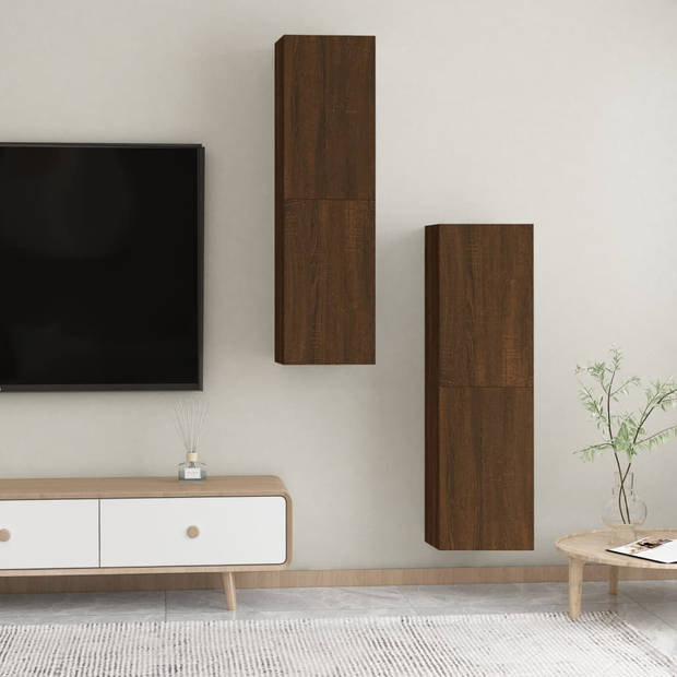 The Living Store TV-wandmeubel - Televisiewandmeubelen - Bruineiken - 30.5x30x110cm - Duurzaam hout