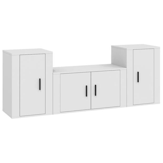 The Living Store TV-meubelset - Klassiek - Wandgemonteerd - Wit - 80x34.5x40cm - 2x40x34.5x60cm