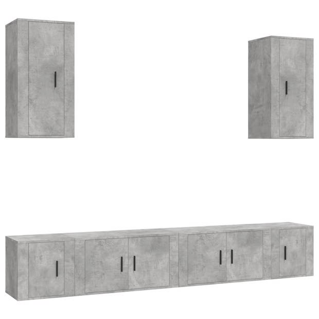 The Living Store TV-meubelset - Classic Betongrijs - 80x34.5x40cm - 40x34.5x40cm - 40x34.5x80cm