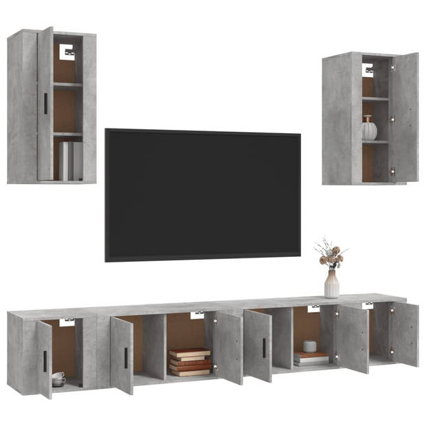 The Living Store TV-meubelset - Classic Betongrijs - 80x34.5x40cm - 40x34.5x40cm - 40x34.5x80cm