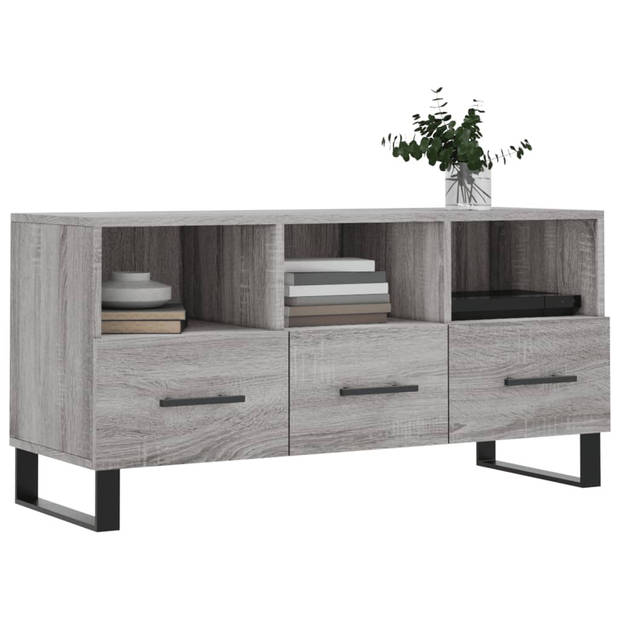 The Living Store Televisiekast - Trendy en praktisch - TV-meubel - 102 x 36 x 50 cm - Grijs sonoma eiken