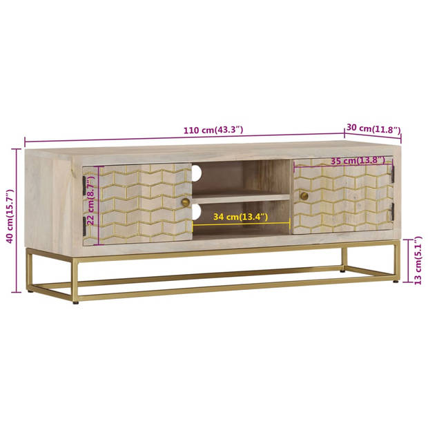 vidaXL Tv-meubel 110x30x40 cm massief gebleekt mangohout