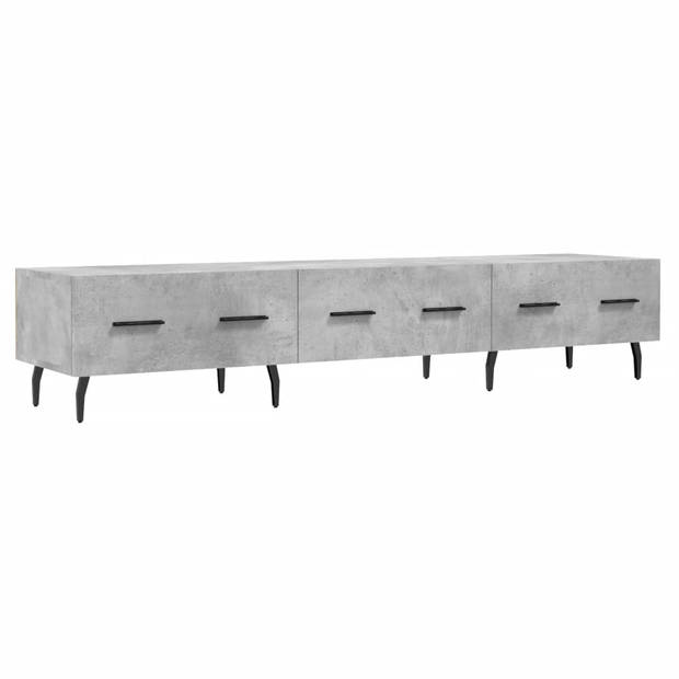 The Living Store TV-meubel Betongrijs - 150 x 36 x 30 cm - Stevig bewerkt hout - IJzeren poten