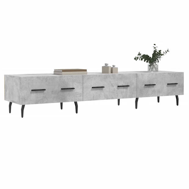 The Living Store TV-meubel Betongrijs - 150 x 36 x 30 cm - Stevig bewerkt hout - IJzeren poten