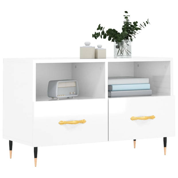 The Living Store TV-meubel Modern - TV-meubel - 80x36x50 cm - Wit hoogglans