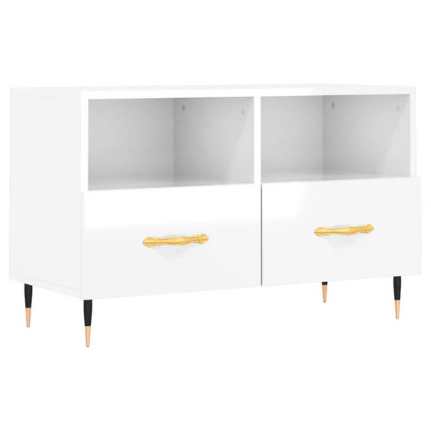The Living Store TV-meubel Modern - TV-meubel - 80x36x50 cm - Wit hoogglans