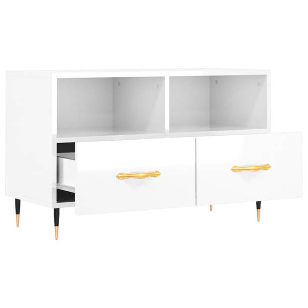 The Living Store TV-meubel Modern - TV-meubel - 80x36x50 cm - Wit hoogglans