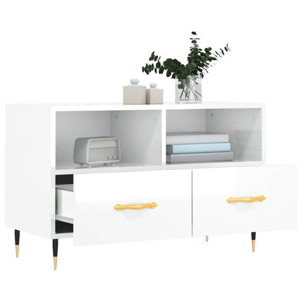 The Living Store TV-meubel Modern - TV-meubel - 80x36x50 cm - Wit hoogglans