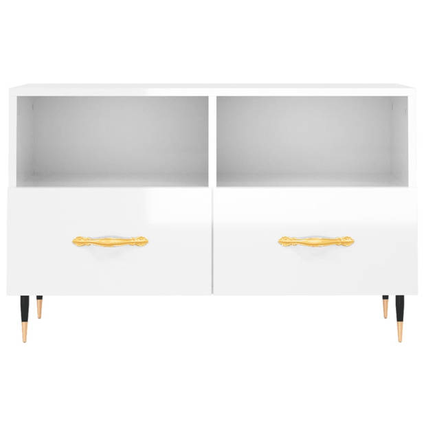 The Living Store TV-meubel Modern - TV-meubel - 80x36x50 cm - Wit hoogglans