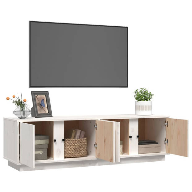 The Living Store Tv-kast - Grenenhout - 140 x 40 x 40 cm - Wit