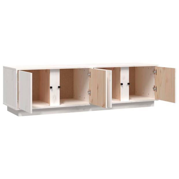 The Living Store Tv-kast - Grenenhout - 140 x 40 x 40 cm - Wit