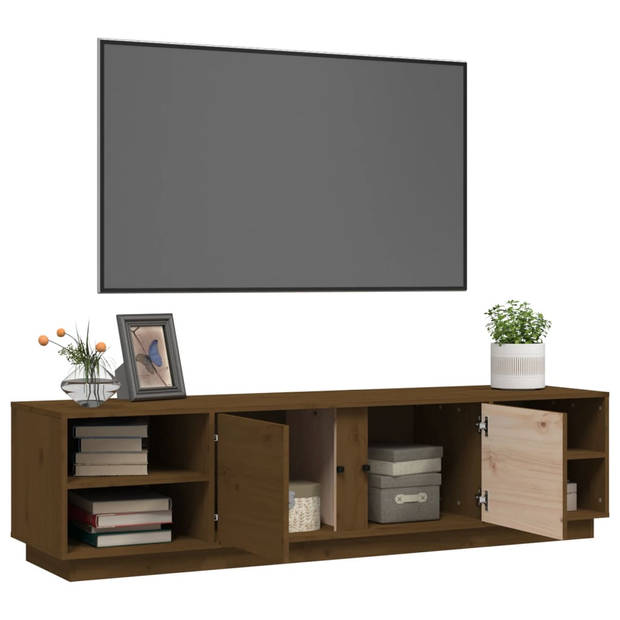 The Living Store Tv-kast Grenenhout Honingbruin 156x40x40 cm - Trendy design