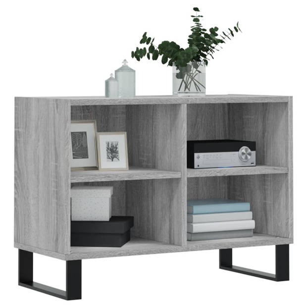 The Living Store TV-meubel - TV-kast - 69.5 x 30 x 50 cm - Grijs sonoma eiken - Bewerkt hout en ijzer