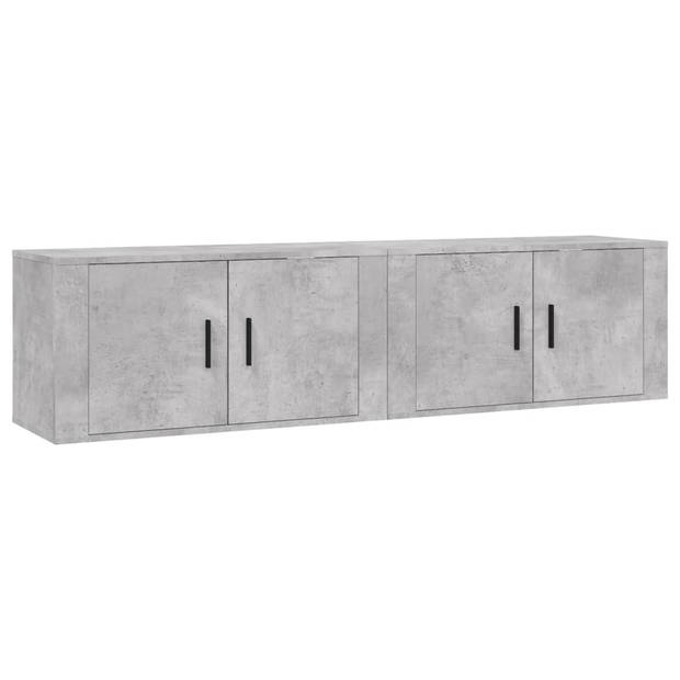 The Living Store TV-wandmeubel Betongrijs - 80x34.5x40 cm - Duurzaam bewerkt hout - 2 stuks