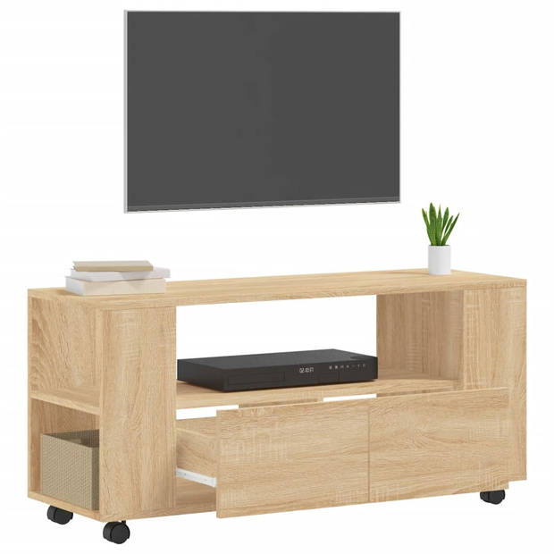 The Living Store TV-meubel Sonoma Eiken - 102 x 34.5 x 43 cm - Duurzaam Hout - Opbergruimte