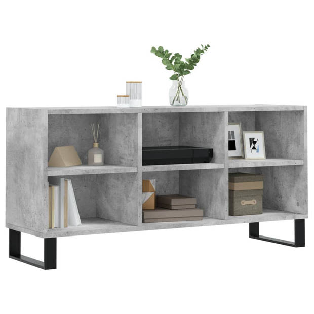 The Living Store TV-meubel Betongrijs - 103.5 x 30 x 50 cm - Bewerkt hout en ijzer