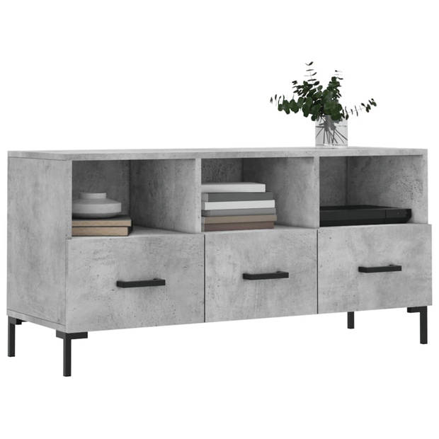 The Living Store TV-meubel Betongrijs - 102x36x50 cm - Trendy en praktisch