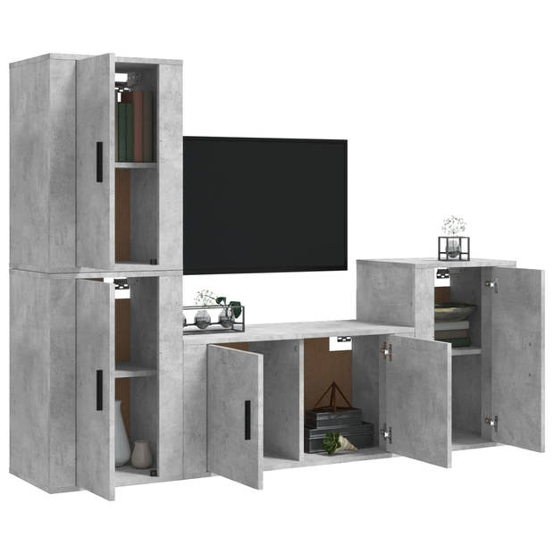 The Living Store - Televisiekastenset - Betongrijs - 80 x 34.5 x 40 cm - Wandgemonteerd