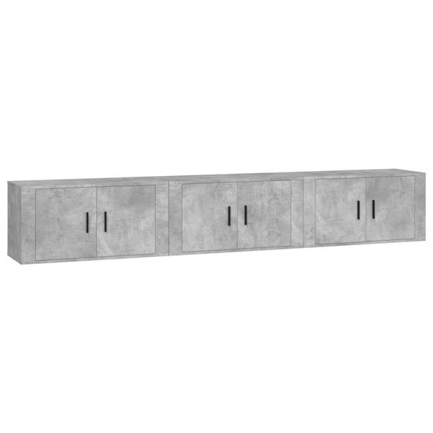 The Living Store TV-wandmeubel - Betongrijs - Set van 3 - 80 x 34.5 x 40 cm (B x D x H)