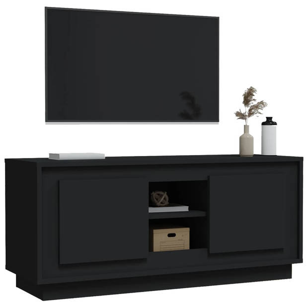 The Living Store Tv-meubel - zwart - 102 x 35 x 45 cm - trendy en praktisch