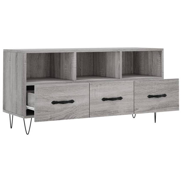 The Living Store TV-meubel s - Media-kast - 102 x 36 x 50 cm - Grijs Sonoma Eiken