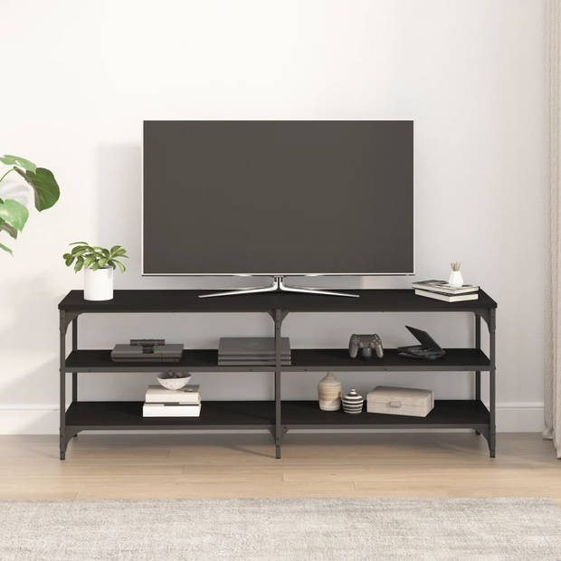 The Living Store Tv-meubel 140x30x50 cm bewerkt hout zwart - Kast